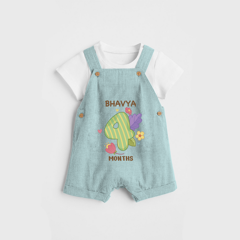 Memorialize your little one's Fourth month with a personalized Dungaree - ARCTIC BLUE - 0 - 5 Months Old (Chest 17")