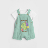 Memorialize your little one's Fourth month with a personalized Dungaree - LIGHT GREEN - 0 - 5 Months Old (Chest 17")