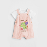 Memorialize your little one's Fourth month with a personalized Dungaree - PEACH - 0 - 5 Months Old (Chest 17")