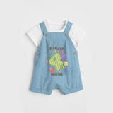 Memorialize your little one's Fourth month with a personalized Dungaree - SKY BLUE - 0 - 5 Months Old (Chest 17")