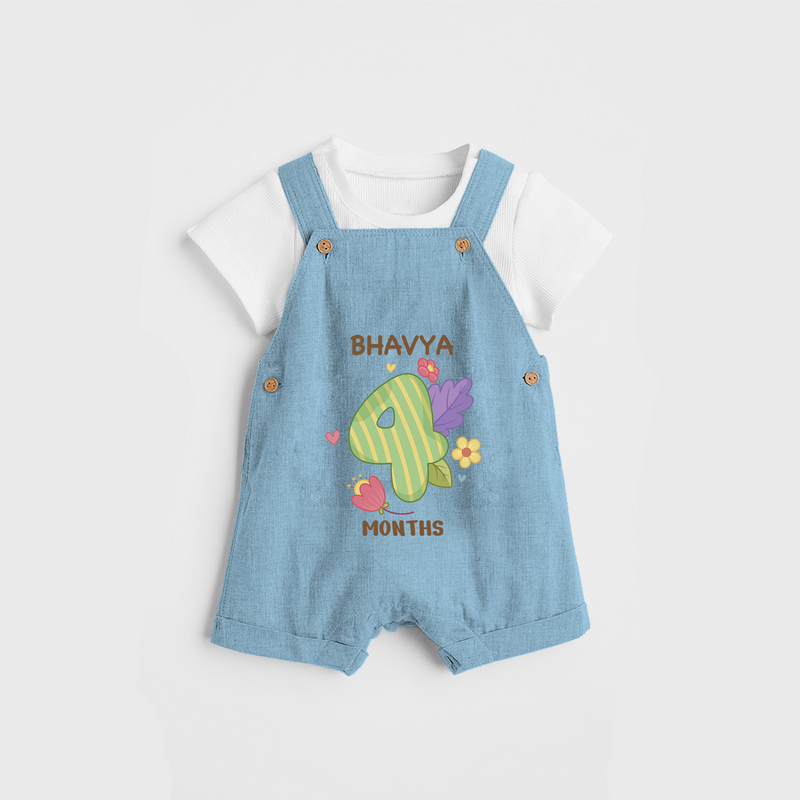 Memorialize your little one's Fourth month with a personalized Dungaree - SKY BLUE - 0 - 5 Months Old (Chest 17")