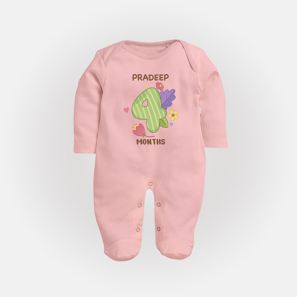 Dress Your Little One In Our Enchanting Customized Baby Sleep Suit For Their 4-Month Celebration - BABY PINK - New Born (Chest 7.5")