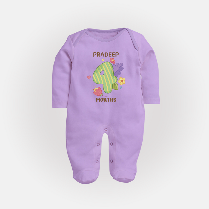 Dress Your Little One In Our Enchanting Customized Baby Sleep Suit For Their 4-Month Celebration - LILAC - New Born (Chest 7.5")