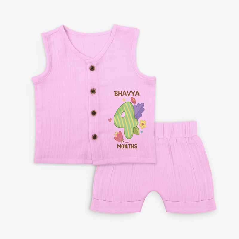 Memorialize your little one's Fourth month with a personalized Jabla set - LAVENDER ROSE - 0 - 3 Months Old (Chest 9.8")