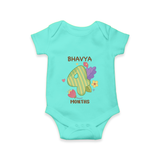 Memorialize your little one's Fourth month with a personalized romper/onesie - ARCTIC BLUE - 0 - 3 Months Old (Chest 16")