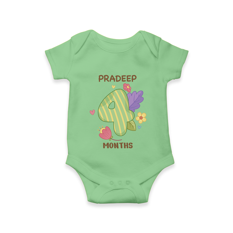 Dress Your Little One In Our Enchanting Customized Baby Romper For Their 4-Month Celebration - GREEN - 0 - 3 Months Old (Chest 16")