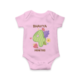 Memorialize your little one's Fourth month with a personalized romper/onesie - PINK - 0 - 3 Months Old (Chest 16")
