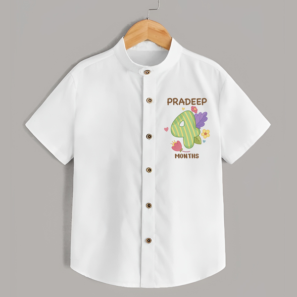 Celebrate Baby's 4th Month | Custom Shirt | Premium Cotton - WHITE - 0 - 6 Months Old (Chest 23")