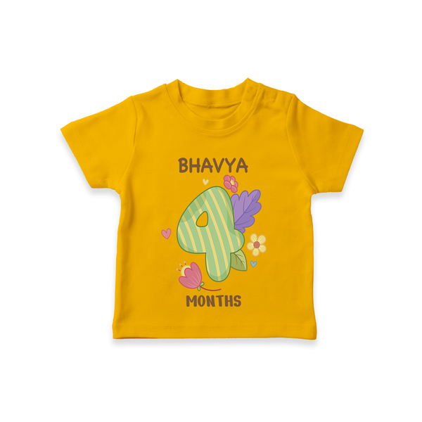 Memorialize your little one's Fourth month with a personalized kids T-shirts - CHROME YELLOW - 0 - 5 Months Old (Chest 17")