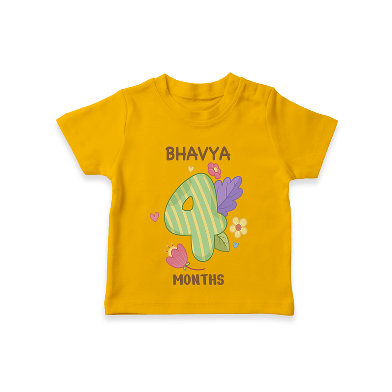 Memorialize your little one's Fourth month with a personalized kids T-shirts - CHROME YELLOW - 0 - 5 Months Old (Chest 17")