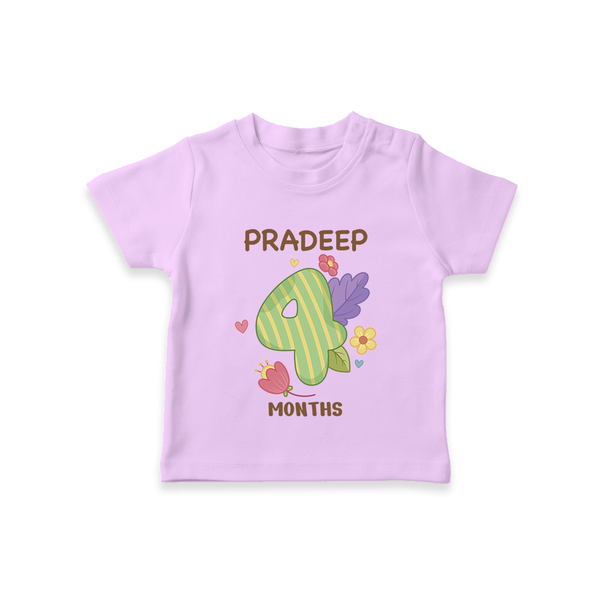 Celebrate Baby's 4th Month | Custom T-Shirt | Premium Cotton - LILAC - 0-5 Months Old (Chest 17")