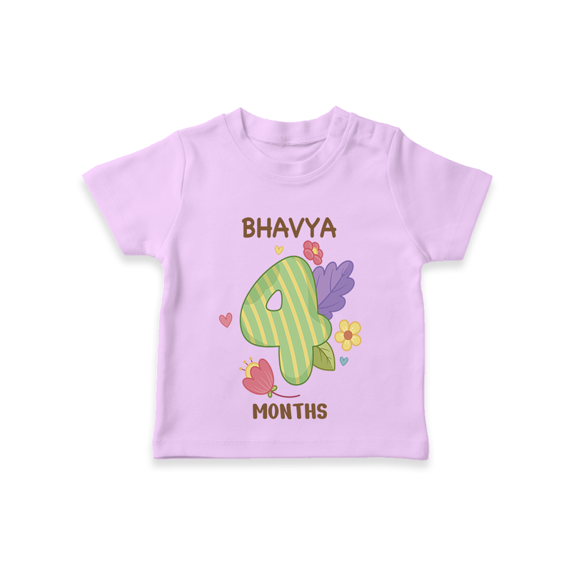 Memorialize your little one's Fourth month with a personalized kids T-shirts - LILAC - 0 - 5 Months Old (Chest 17")