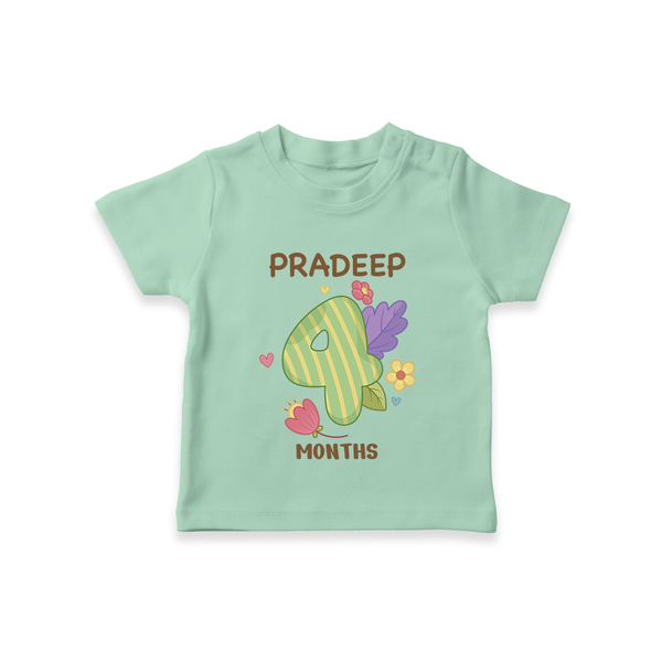 Celebrate Baby's 4th Month | Custom T-Shirt | Premium Cotton - MINT GREEN - 0-5 Months Old (Chest 17")