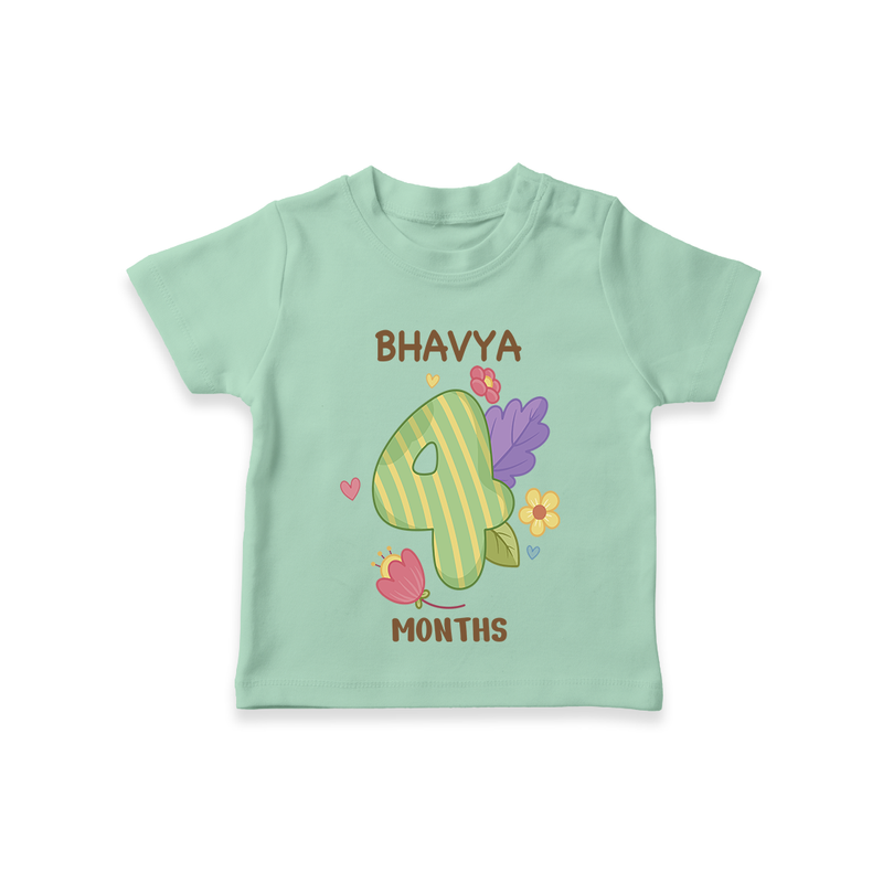 Memorialize your little one's Fourth month with a personalized kids T-shirts - MINT GREEN - 0 - 5 Months Old (Chest 17")