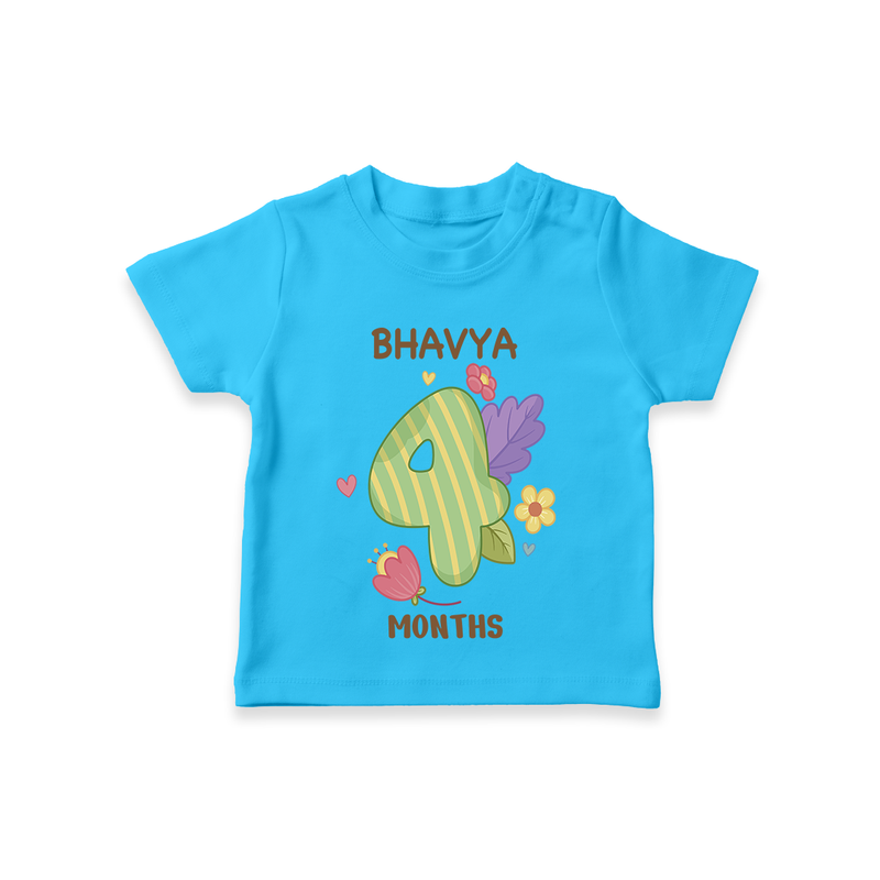 Memorialize your little one's Fourth month with a personalized kids T-shirts - SKY BLUE - 0 - 5 Months Old (Chest 17")