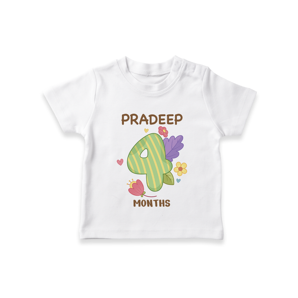Celebrate Baby's 4th Month | Custom T-Shirt | Premium Cotton - WHITE - 0-5 Months Old (Chest 17")