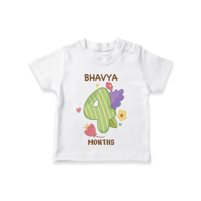 Memorialize your little one's Fourth month with a personalized kids T-shirts - WHITE - 0 - 5 Months Old (Chest 17")