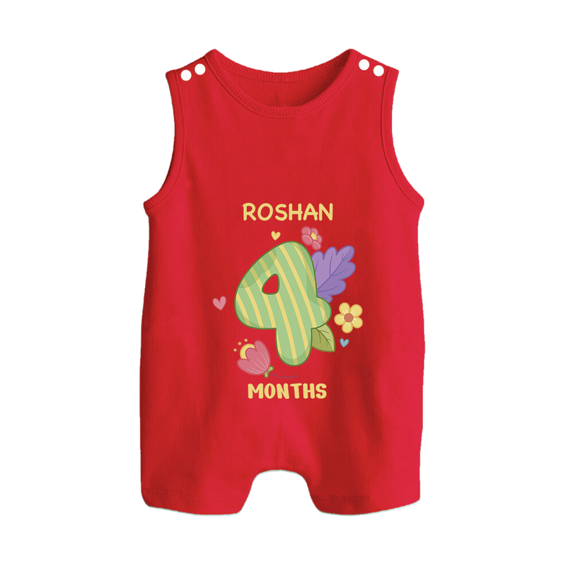 Dress Your Little One In Our Enchanting Customized Baby Romper Suit For Their 4-Month Celebration - RED - 0 - 5 Months Old (Chest 18")