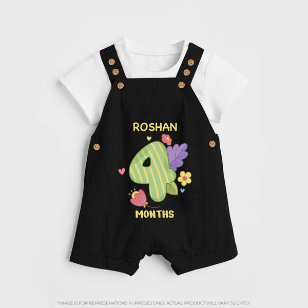 Dress Your Little One In Our Enchanting Customized Baby Dungaree Set For Their 4-Month Celebration - BLACK - 0 - 5 Months Old (Chest 18")