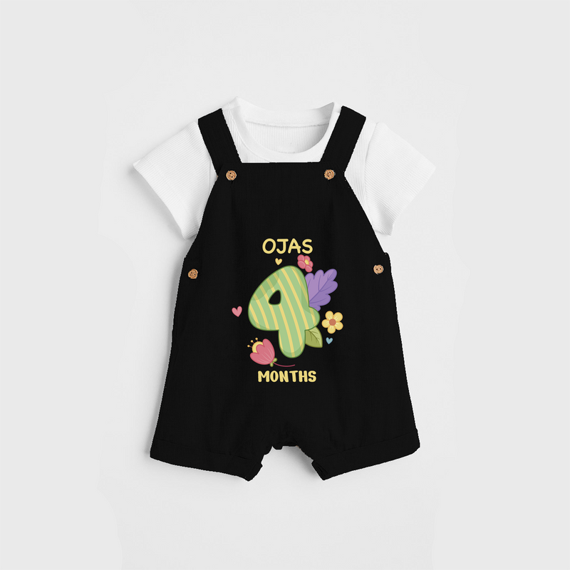 Memorialize your little one's Fourth month with a personalized Dungaree - BLACK - 0 - 5 Months Old (Chest 17")