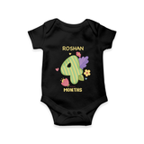 Dress Your Little One In Our Enchanting Customized Baby Romper For Their 4-Month Celebration - BLACK - 0 - 3 Months Old (Chest 16")