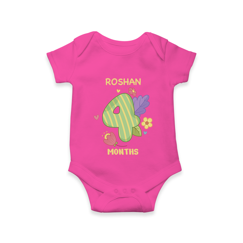 Dress Your Little One In Our Enchanting Customized Baby Romper For Their 4-Month Celebration - HOT PINK - 0 - 3 Months Old (Chest 16")