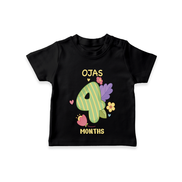 Memorialize your little one's Fourth month with a personalized kids T-shirts - BLACK - 0 - 5 Months Old (Chest 17")