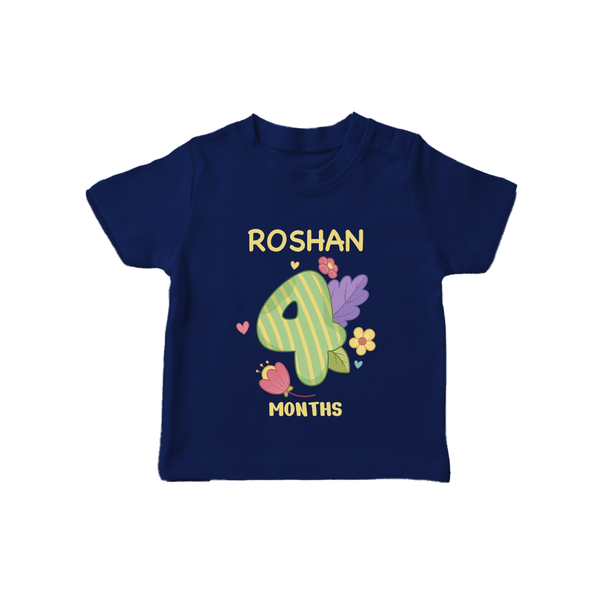 Celebrate Baby's 4th Month | Custom T-Shirt | Premium Cotton - NAVY BLUE - 0-5 Months Old (Chest 17")