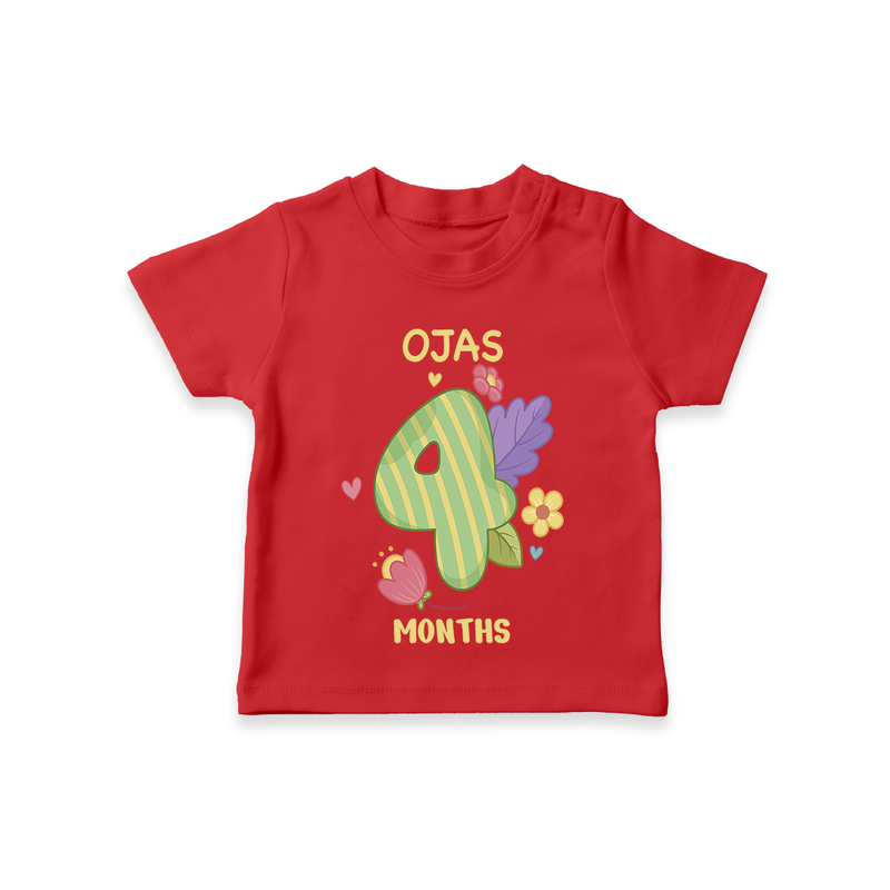 Memorialize your little one's Fourth month with a personalized kids T-shirts - RED - 0 - 5 Months Old (Chest 17")