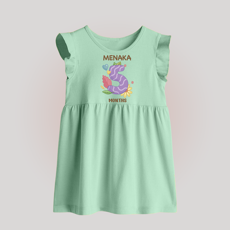 Celebrate Baby's 5th Month | Custom Baby Frock | Premium Cotton - MINT GREEN - 0 - 3 Months Old (Chest 17")
