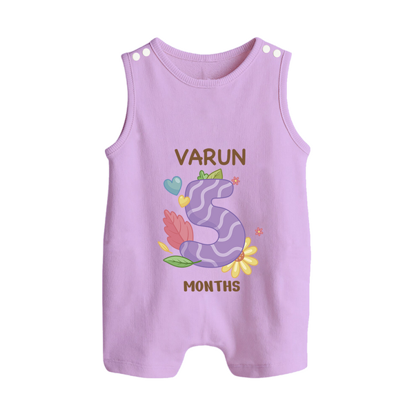 Celebrate Baby's 5th Month | Custom Romper Suit/ Sleeveless Romper | Premium Cotton - LILAC - 0 - 5 Months Old (Chest 18")