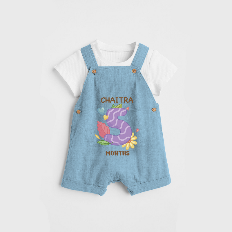 Memorialize your little one's Fifth month with a personalized Dungaree - SKY BLUE - 0 - 5 Months Old (Chest 17")