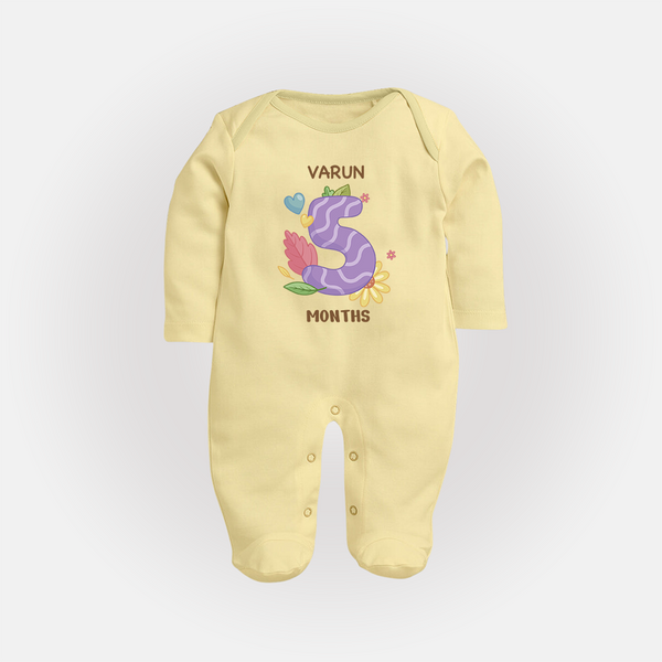 Dress Your Little One In Our Enchanting Customized Baby Sleep Suit For Their 5-Month Celebration - PASTEL YELLOW - New Born (Chest 7.5")