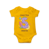 Memorialize your little one's Fifth month with a personalized romper/onesie - CHROME YELLOW - 0 - 3 Months Old (Chest 16")