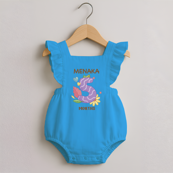 Celebrate Baby's 5th Month | Custom Romper Frock | Premium Cotton - SKY BLUE - 0 - 3 Months Old (Chest 19")