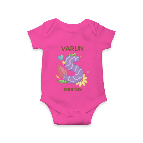 Celebrate Baby's 5th Month | Custom Romper/Onesie | Premium Cotton - HOT PINK - New Born (Chest 14")