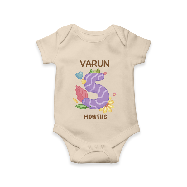 Celebrate Baby's 5th Month | Custom Romper/Onesie | Premium Cotton - IVORY - New Born (Chest 14")