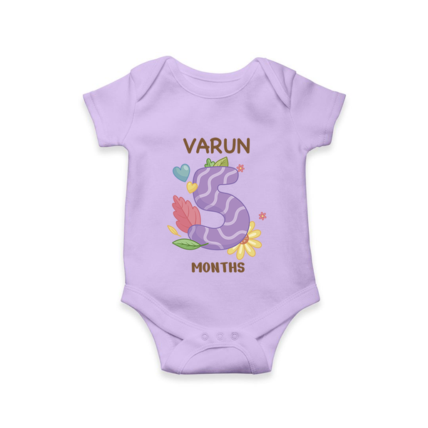Celebrate Baby's 5th Month | Custom Romper/Onesie | Premium Cotton - LILAC - New Born (Chest 14")