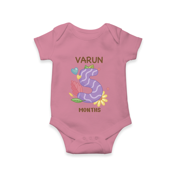 Celebrate Baby's 5th Month | Custom Romper/Onesie | Premium Cotton - ONION - New Born (Chest 14")