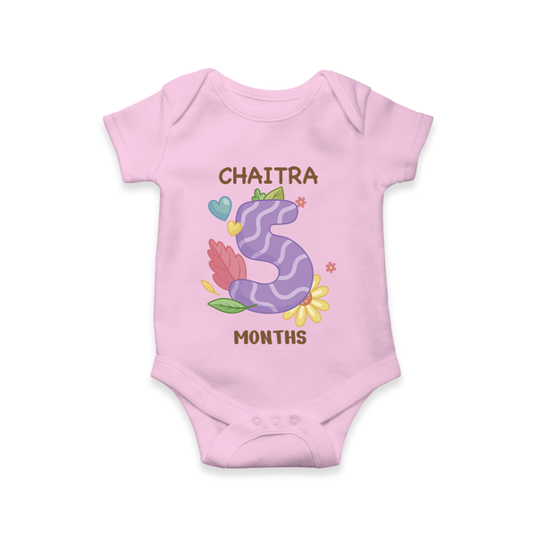 Memorialize your little one's Fifth month with a personalized romper/onesie - PINK - 0 - 3 Months Old (Chest 16")