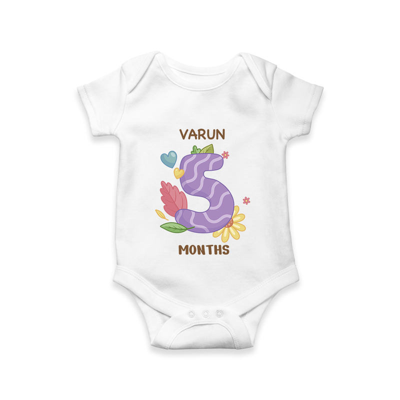 Dress Your Little One In Our Enchanting Customized Baby Romper For Their 5-Month Celebration - WHITE - 0 - 3 Months Old (Chest 16")