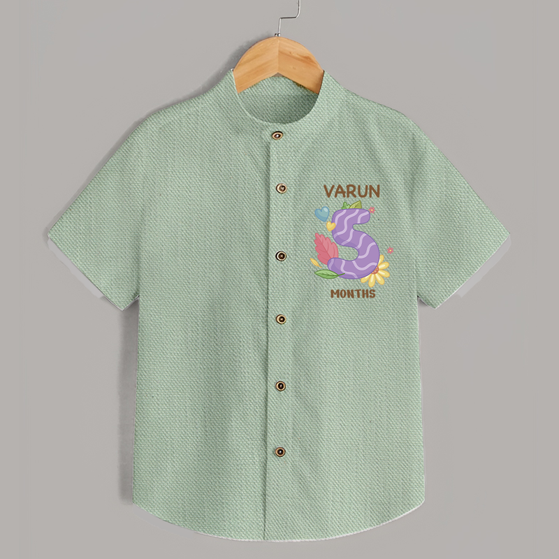 Celebrate Baby's 5th Month | Custom Shirt | Premium Cotton - MINT GREEN - 0 - 6 Months Old (Chest 23")
