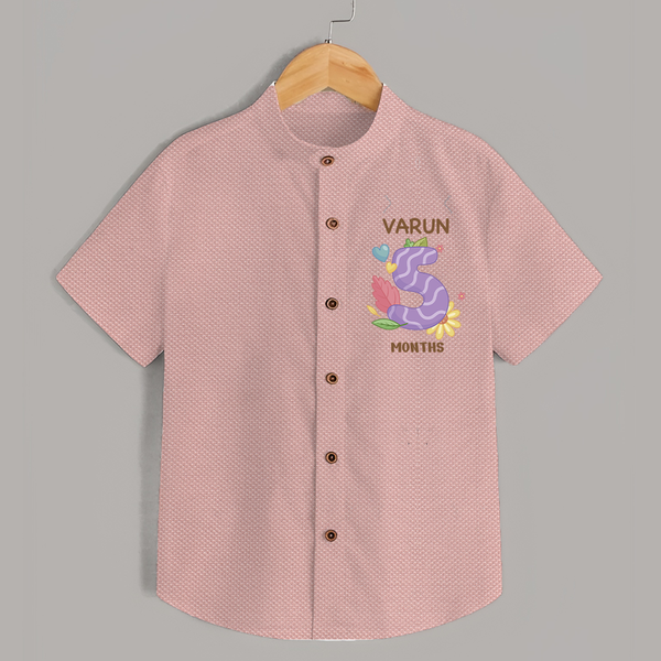 Celebrate Baby's 5th Month | Custom Shirt | Premium Cotton - PEACH - 0 - 6 Months Old (Chest 23")