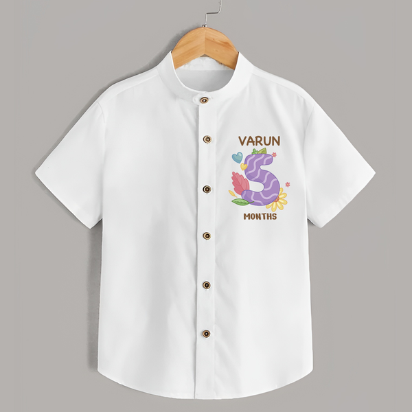 Celebrate Baby's 5th Month | Custom Shirt | Premium Cotton - WHITE - 0 - 6 Months Old (Chest 23")