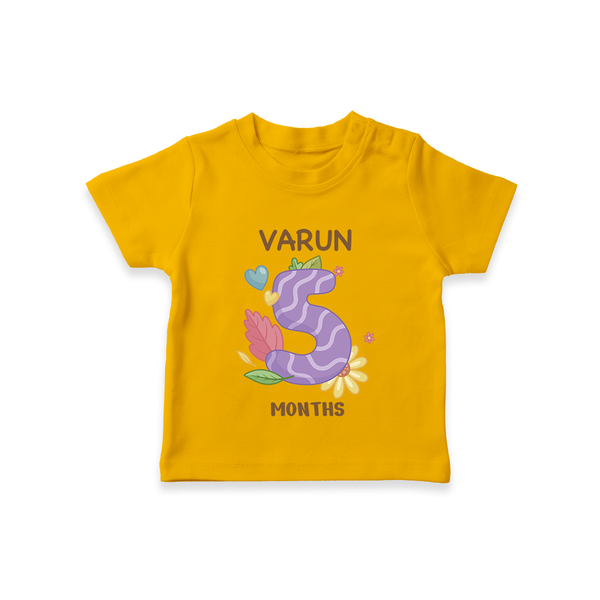 Celebrate Baby's 5th Month | Custom T-Shirt | Premium Cotton - CHROME YELLOW - 0-5 Months Old (Chest 17")