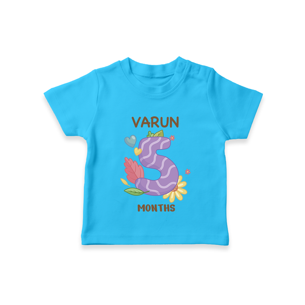 Celebrate Baby's 5th Month | Custom T-Shirt | Premium Cotton - SKY BLUE - 0-5 Months Old (Chest 17")