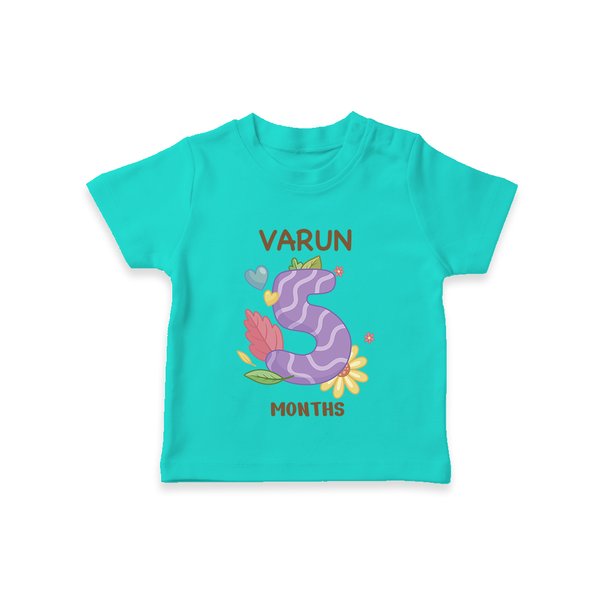 Celebrate Baby's 5th Month | Custom T-Shirt | Premium Cotton - TEAL - 0-5 Months Old (Chest 17")