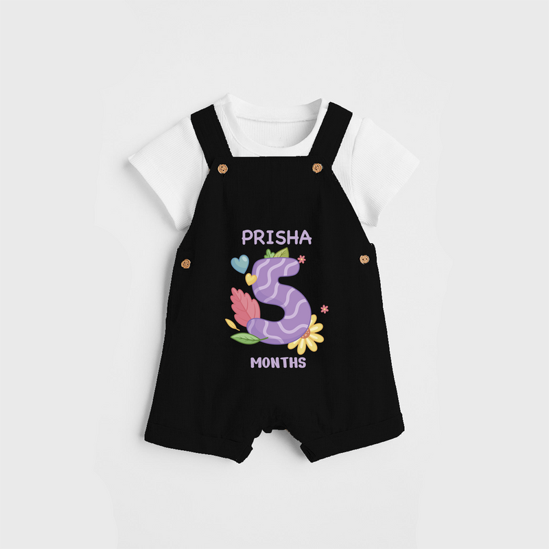 Memorialize your little one's Fifth month with a personalized Dungaree - BLACK - 0 - 5 Months Old (Chest 17")