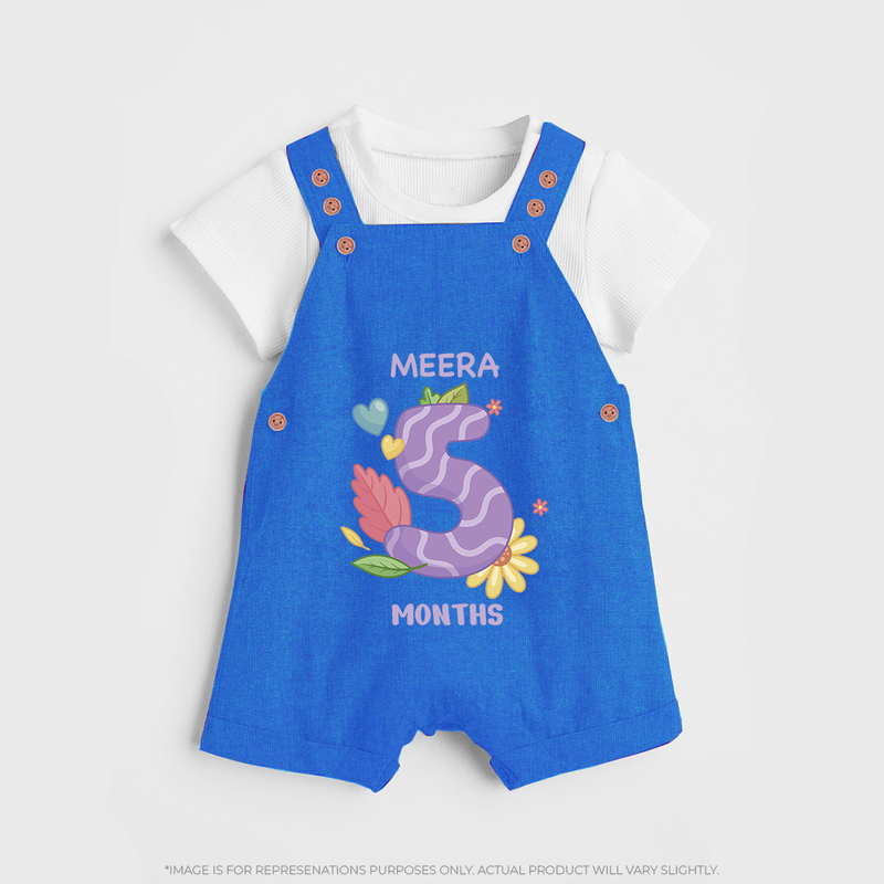 Dress Your Little One In Our Enchanting Customized Baby Dungaree Set For Their 5-Month Celebration - COBALT BLUE - 0 - 5 Months Old (Chest 18")