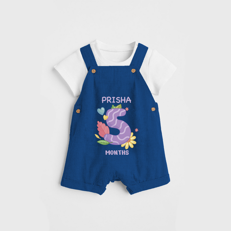 Memorialize your little one's Fifth month with a personalized Dungaree - COBALT BLUE - 0 - 5 Months Old (Chest 17")